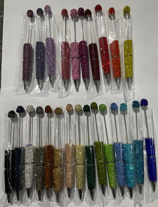 #1-#26 solid color clay rhineston pens diy pens Diy Rhinestone beadable pen Rhinestone pen Bling pen solid color Random MiX