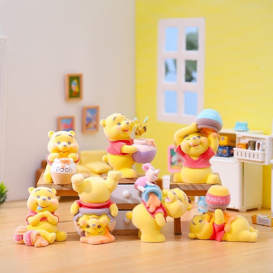 Winnie Pooh honey sweet time fuzzy flocked ,whole set,blind box pen topper figure character