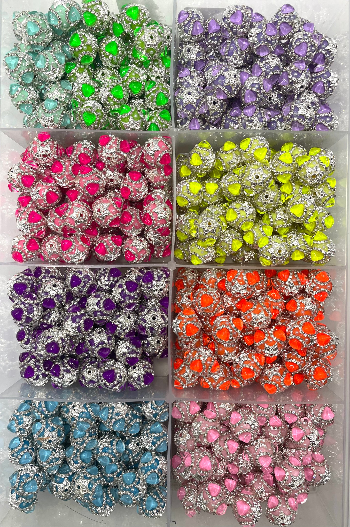 Neon bead heart beads zig chain fancy beadv Metal gasket Neon beads Random Mix