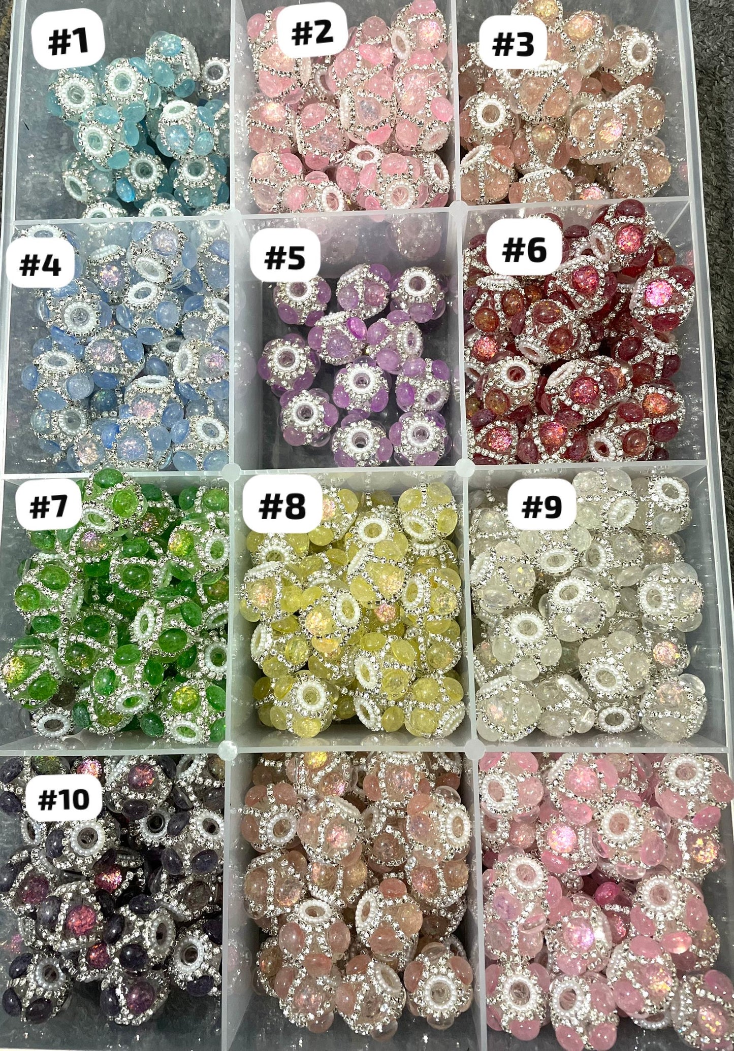 Fancy bead glitter round bubble with pearl and rhinestone chain fancy beads random mixed