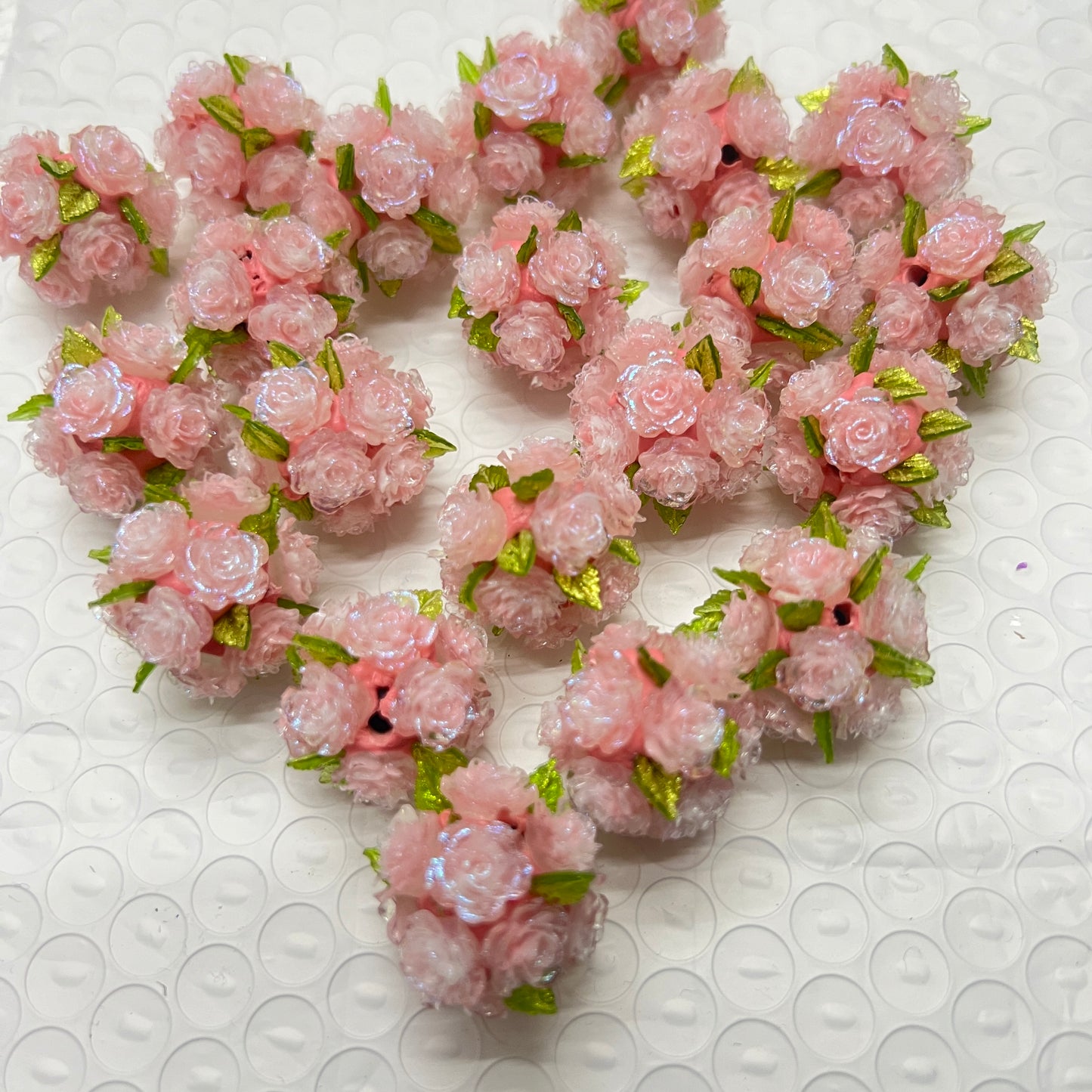 soft rose flower with green leaf fancy bead flower bead