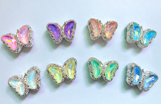 Metal Butterfly Shaped and Multicolor Crystal Alloy Bead, Mocha color Random Mix,28mm