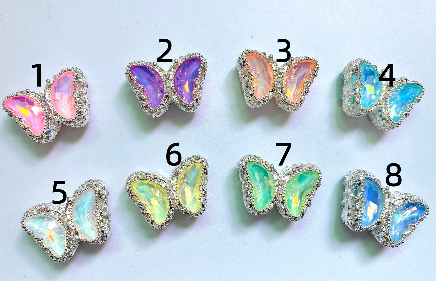 Metal Butterfly Shaped and Multicolor Crystal Alloy Bead, Mocha color Random Mix,28mm