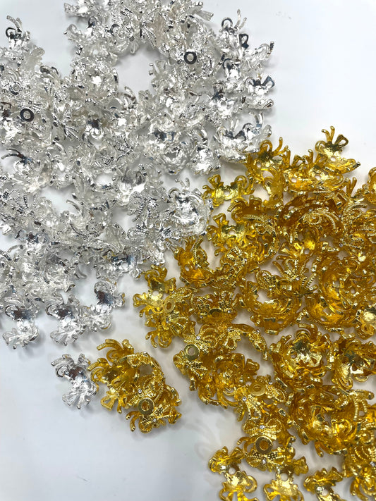 fancy spacer fancy bow shape bead cap metallic bead cap spacer gold silver