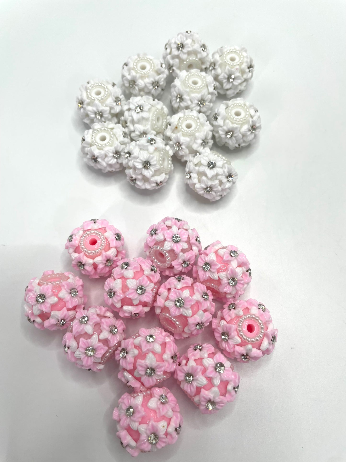 Diy Beaded beadable Flower beads with rhinestones