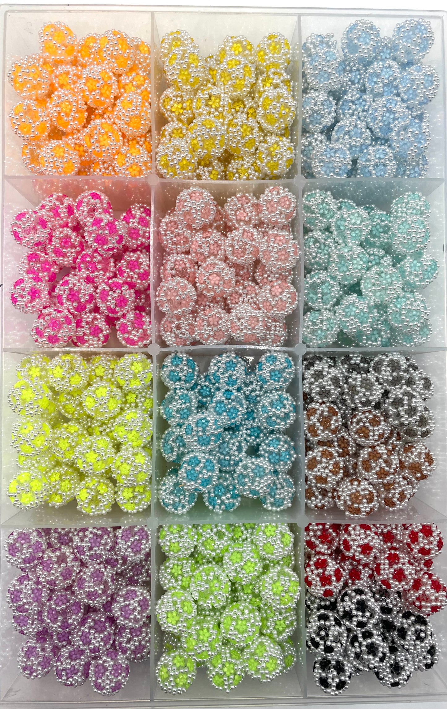 Acrylic beads Bubble Pearl Pearl Translucent acrylic beads 18mm Random Mix