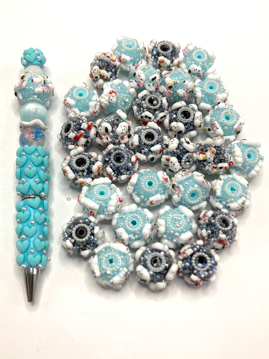 Acrylic sugar beads Snoopy Cute cartoon beads Blue and black Sugar beads 20mm Random Mix