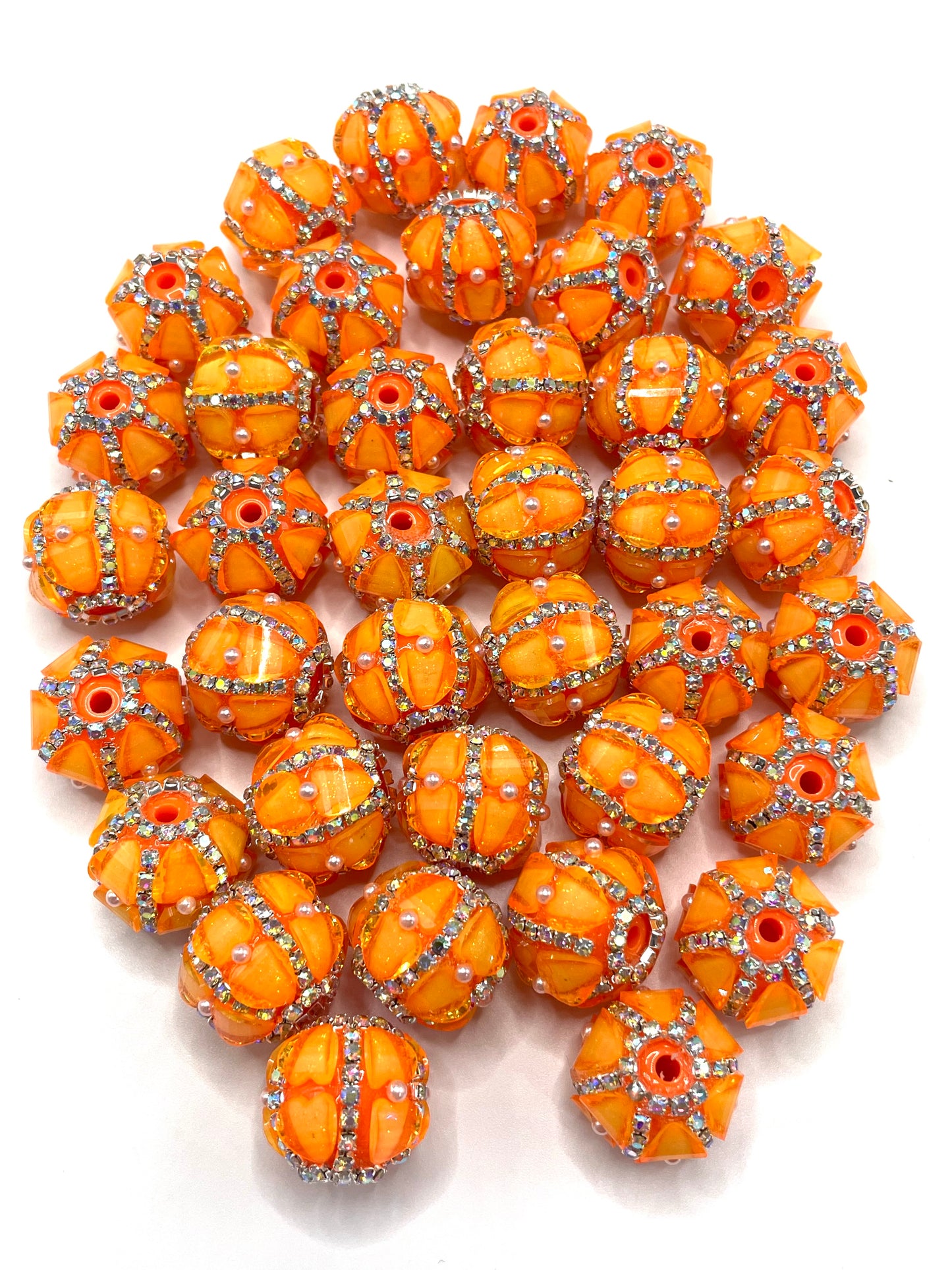 neon bead heart bead with pearl and silver chain fancy beads Random Mix