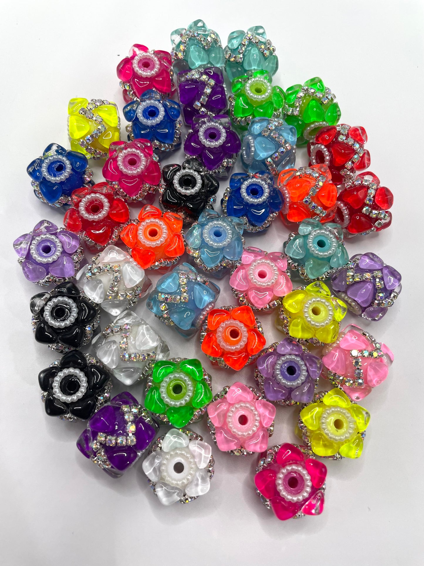 Neon bead heart beads zig chain fancy beadv Random Mix