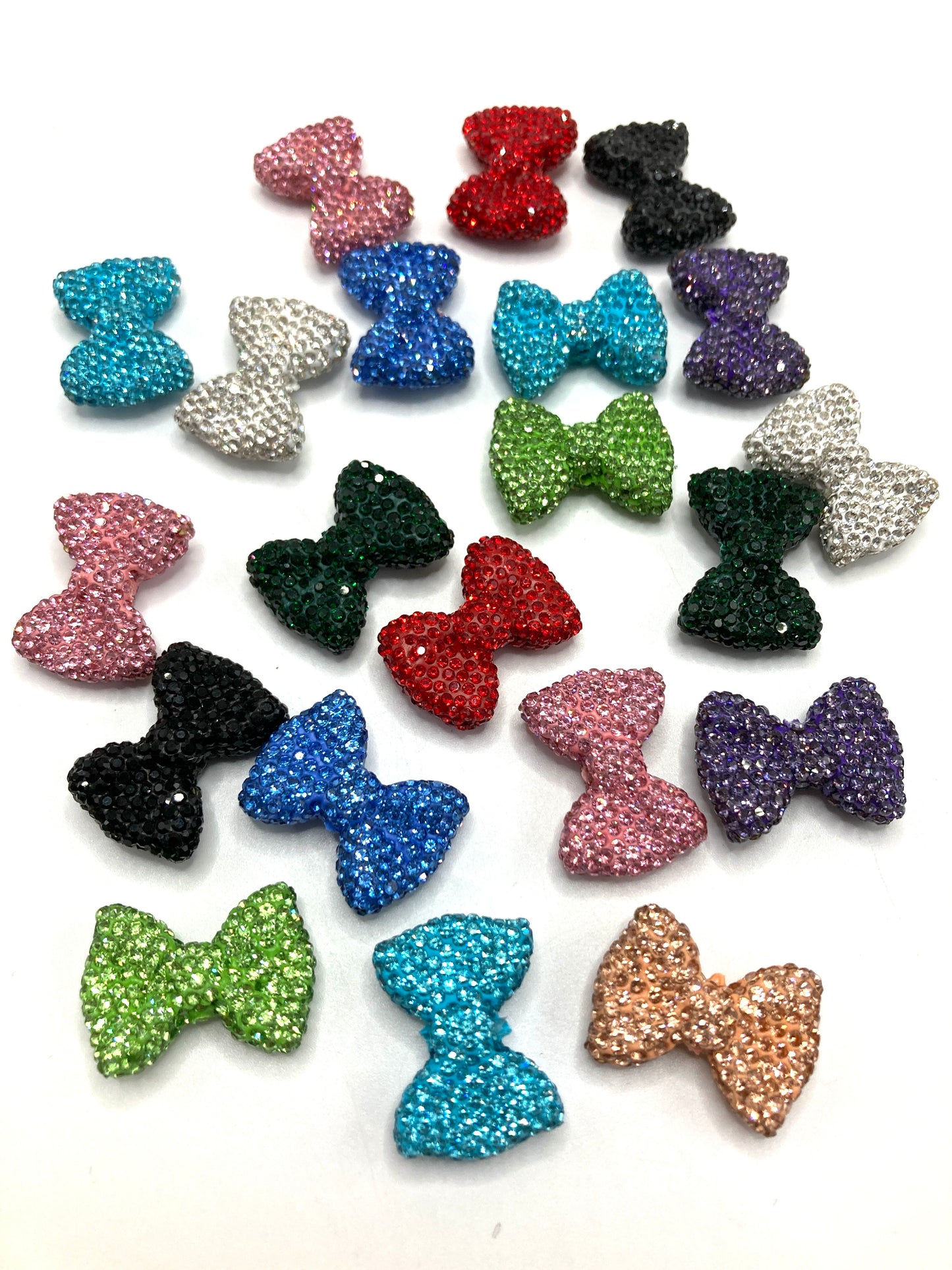Colourful Clay Bowknot with Diversely Rhinestone,Random Mix,29mm by 21mm