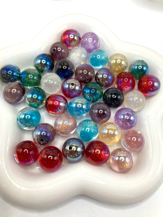 Acrylic glitter bead colorful random mix color 20mm