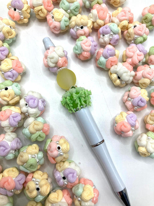 Acrylic beads Cream heart beads Multicolored cream color-changing heart-shaped pearl DIY beads Colored flowers