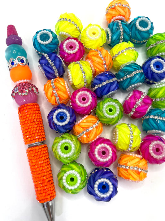 Pumpkin beads Fancy Beads Neon beads Acrylic leaf pieces Chain Pearl gasket 20mm Random Mix