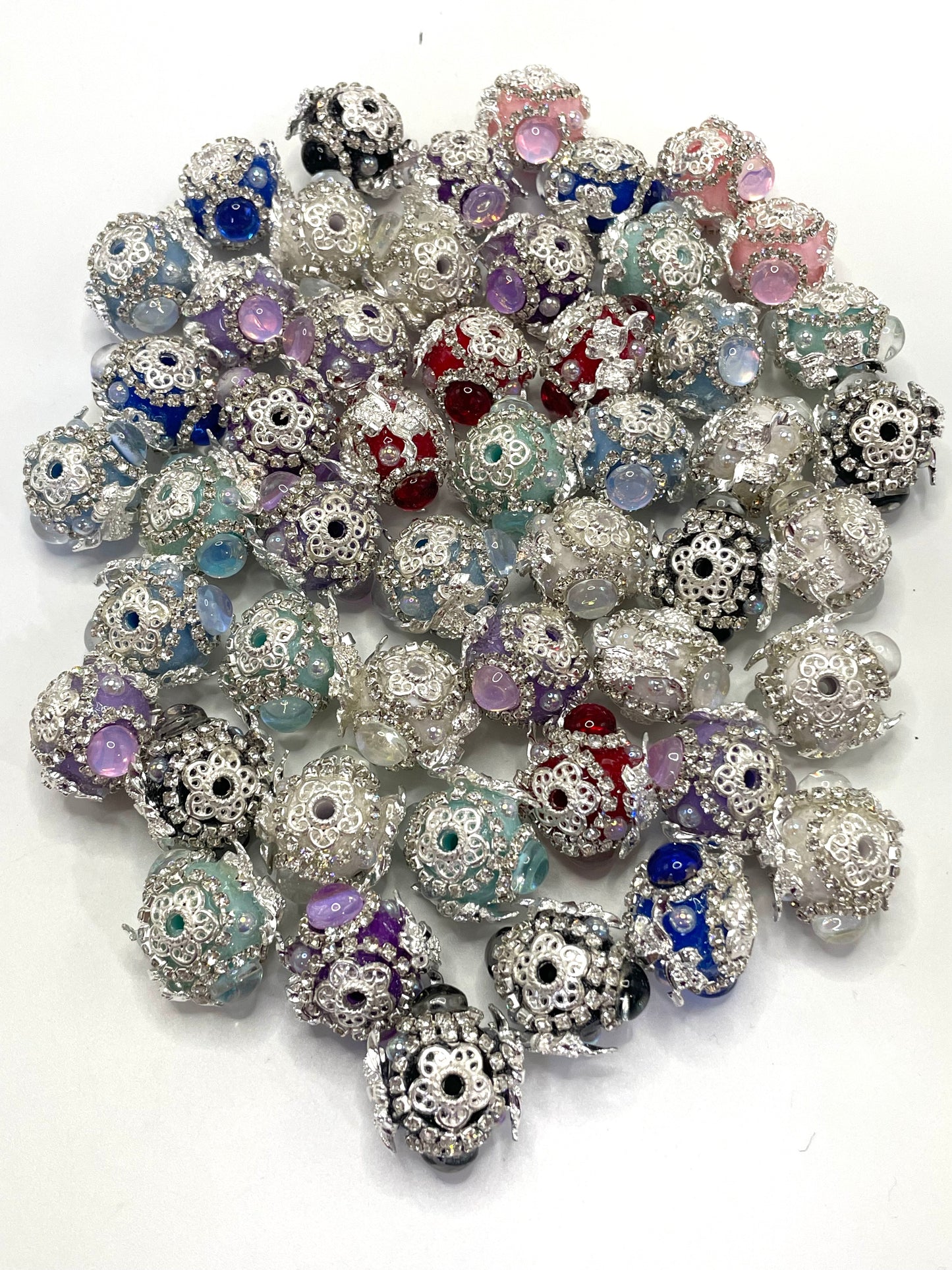 Fancy Beads Metal bow-shaped beads Golden and silver colors Rhinestone Chain Bubble Pearl Gold Spacer Beads