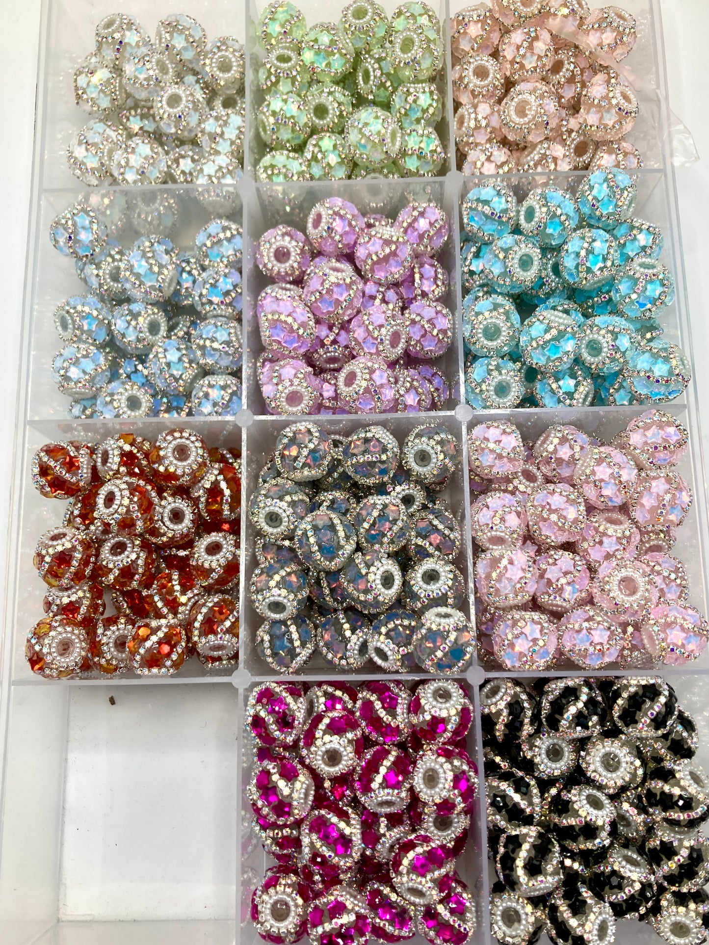 Star bead with chian and pearl spacer fancy beads Random Mix