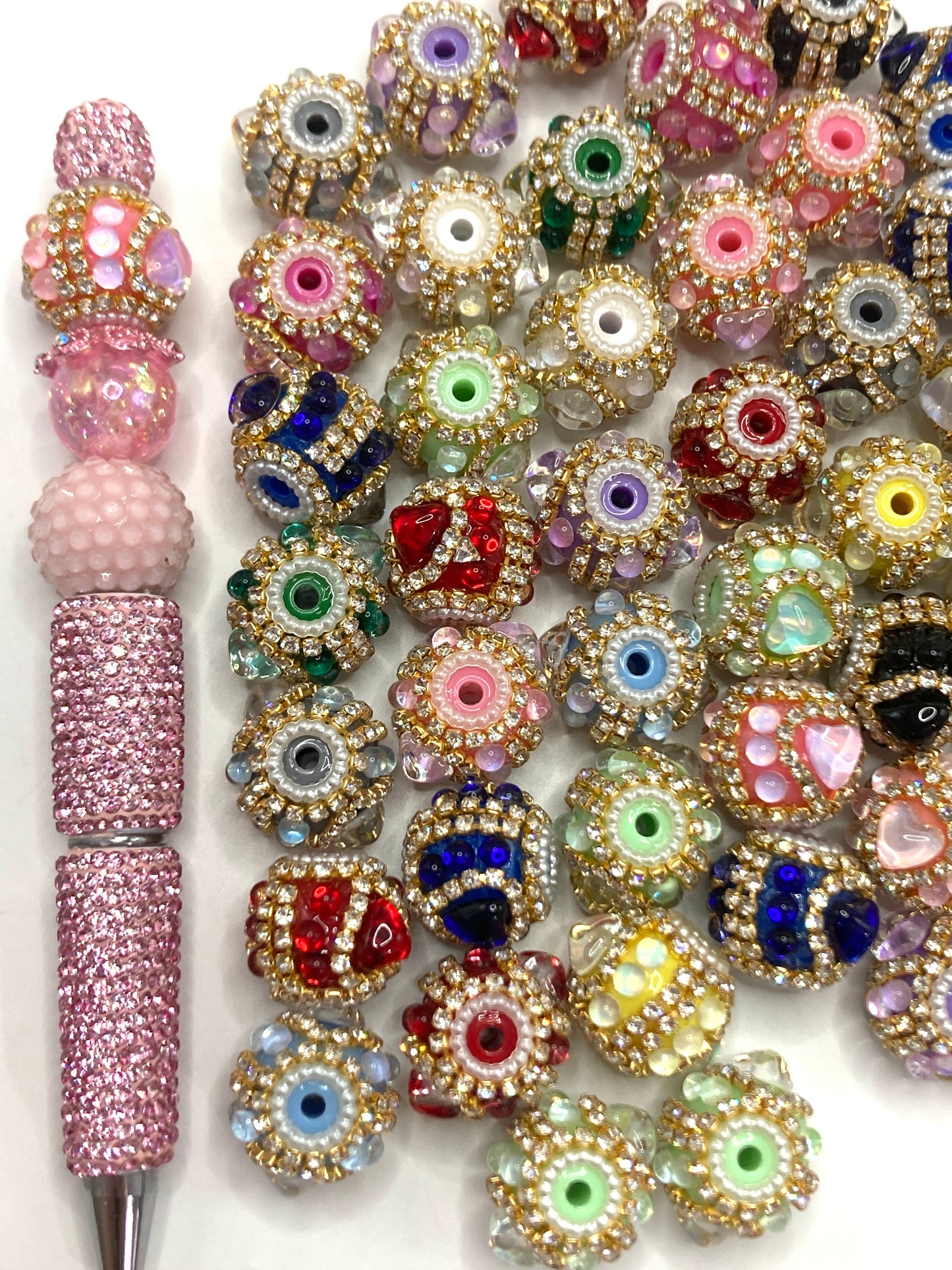 Fancy Beads Golden Chain Heart Bubble Pearl gasket Beads 20mm Random Mix