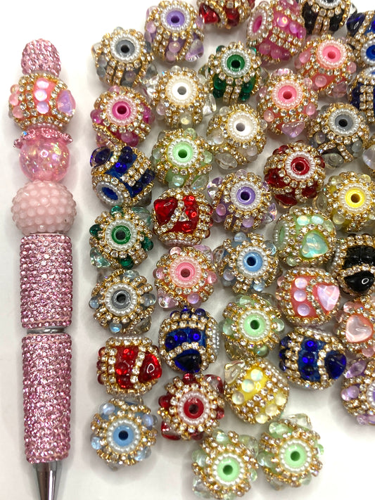Fancy Beads Golden Chain Heart Bubble Pearl gasket Beads 20mm Random Mix