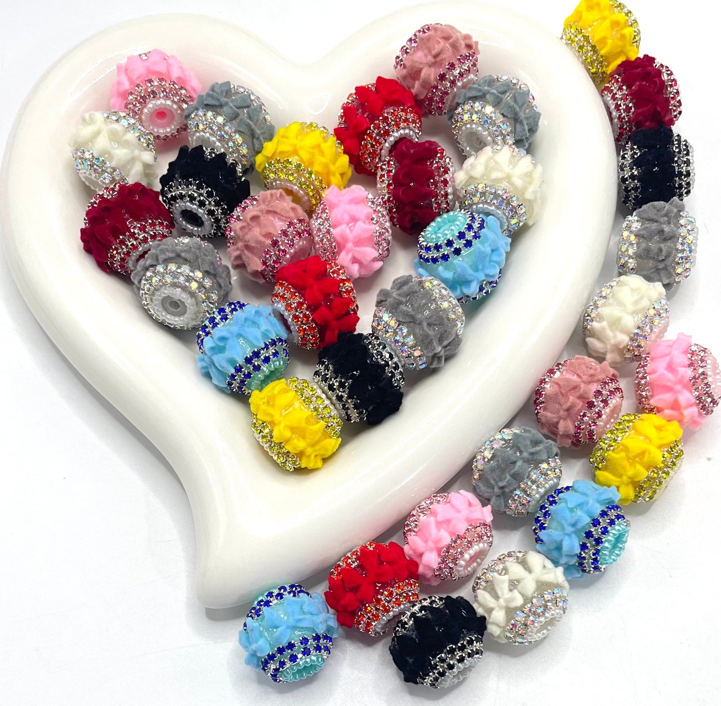 fuzzy bow with color chain fancy beads