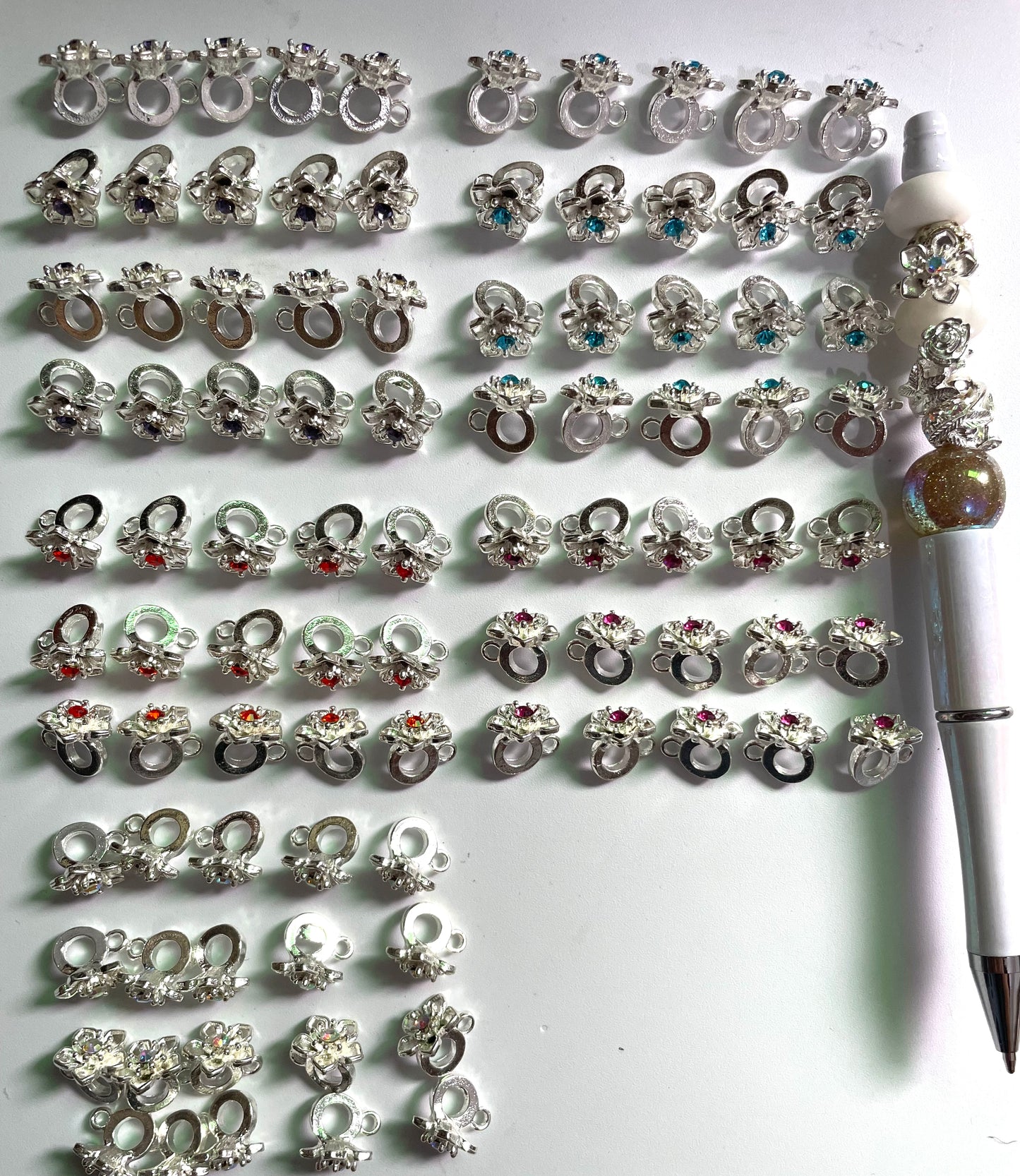 Alloy  Metal Flower Hanging accessory spacers Rhinestone Flower stamen Random Mix