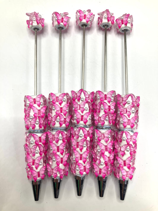 DIY Bead Pen Clay Beaded Pencil Magenta-colored butterfly clay bead pen Random Mix