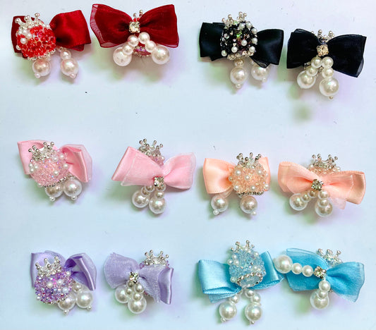 beaded beadable fancy textile bow bead Fancy Beads Crown bow beads Sugar beads Pearl pendant Random Mix