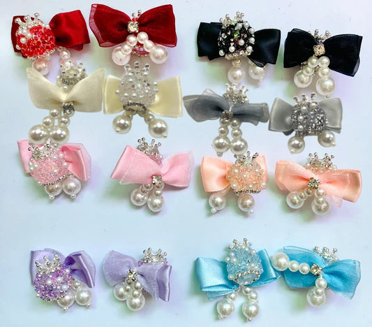 beaded beadable fancy textile bow bead Fancy Beads Crown bow beads Sugar beads Pearl pendant Random Mix
