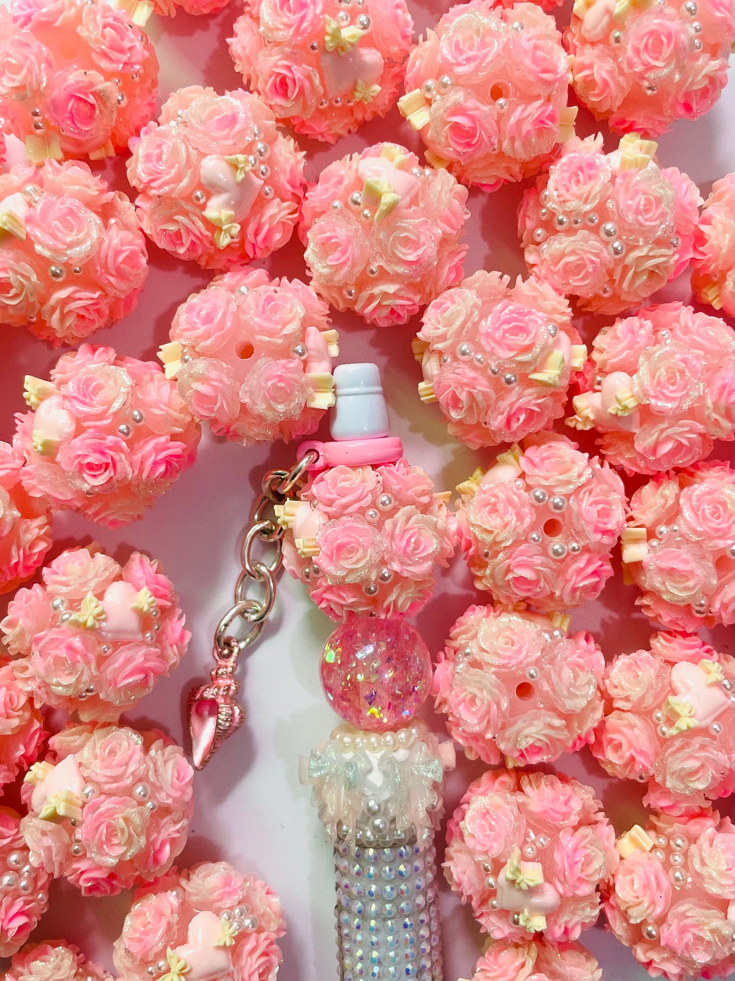 Beaded beadable Pearl beads Heart Rose flower ombre glitter glitter beads