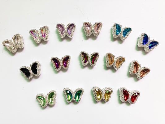 Metal Butterfly Shaped and Multicolor Crystal Alloy Bead, mirror color Random Mix,28mm
