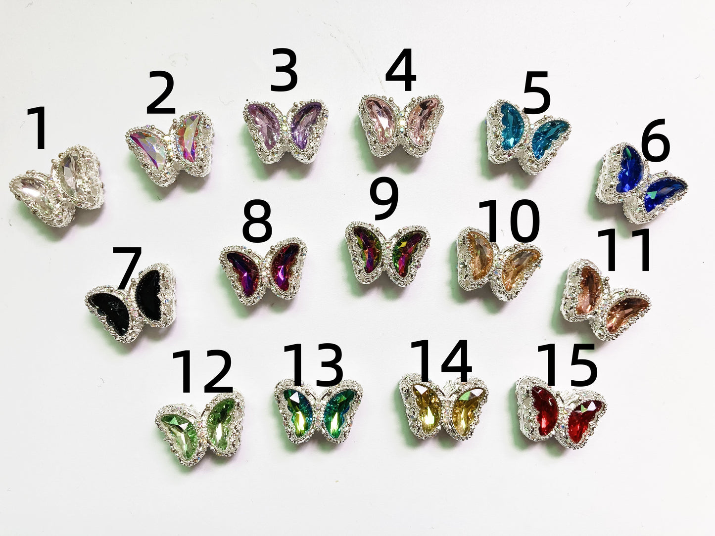 Metal Butterfly Shaped and Multicolor Crystal Alloy Bead, mirror color Random Mix,28mm