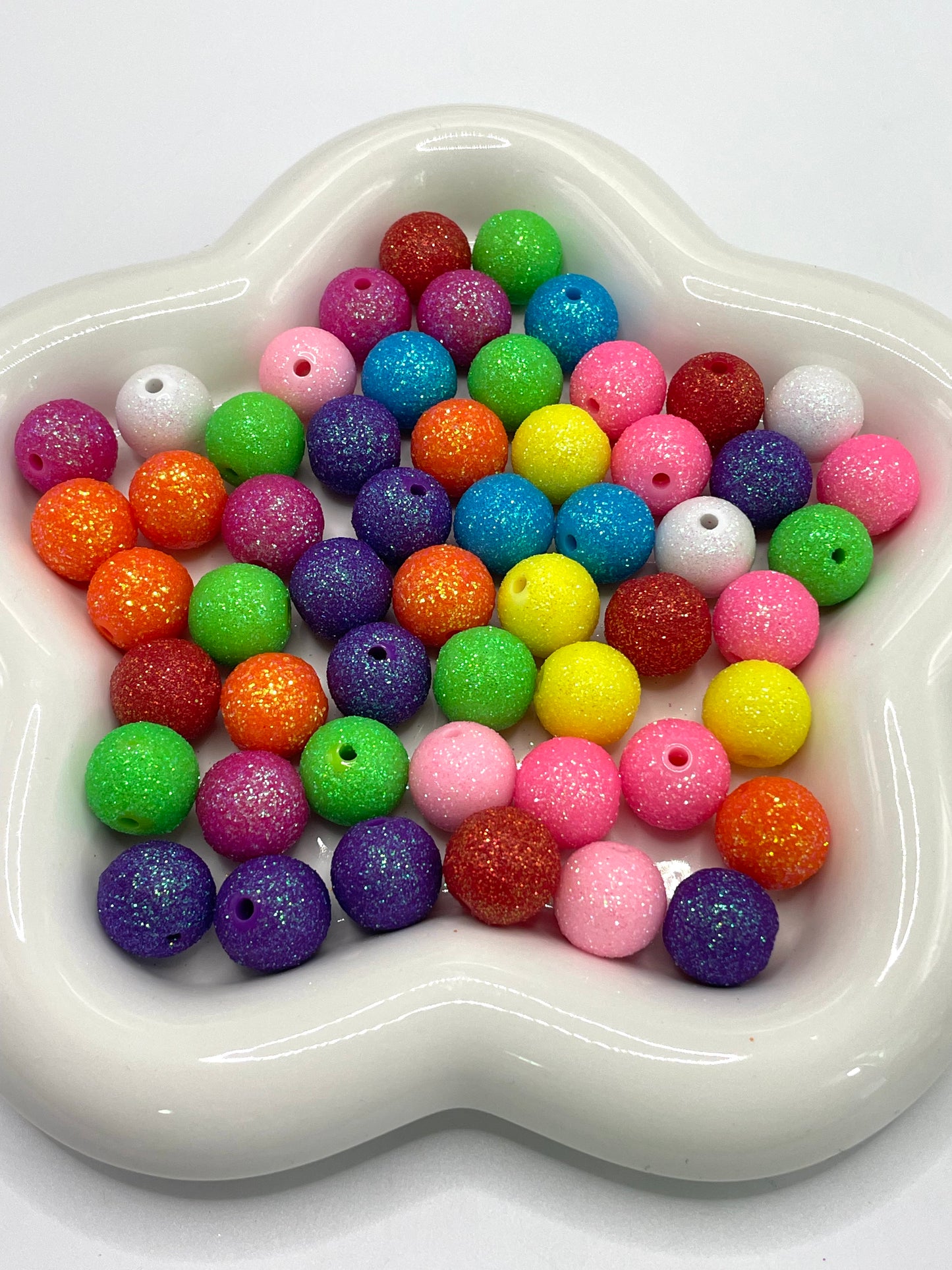 Beaded beadable sequined beads Acrylic beads glitter sequins Neon acrylic beads 16mm