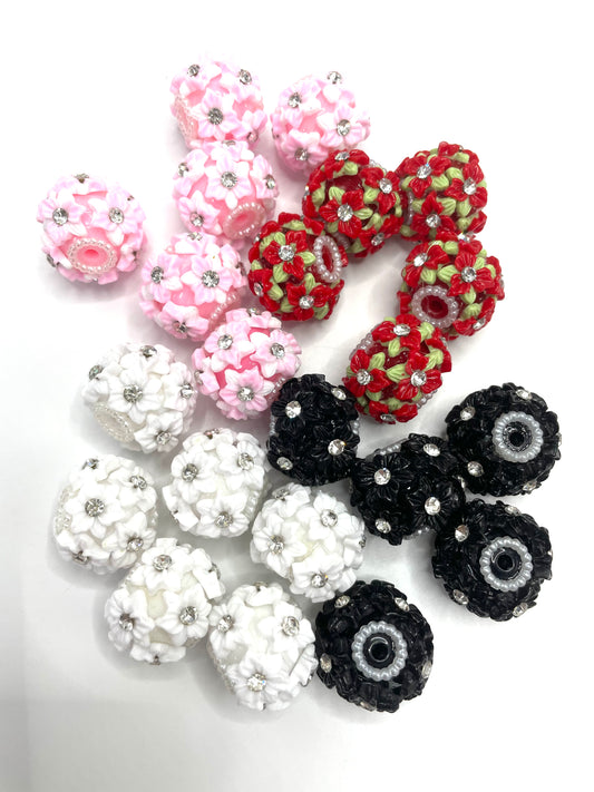 Diy Beaded beadable Flower beads with rhinestones