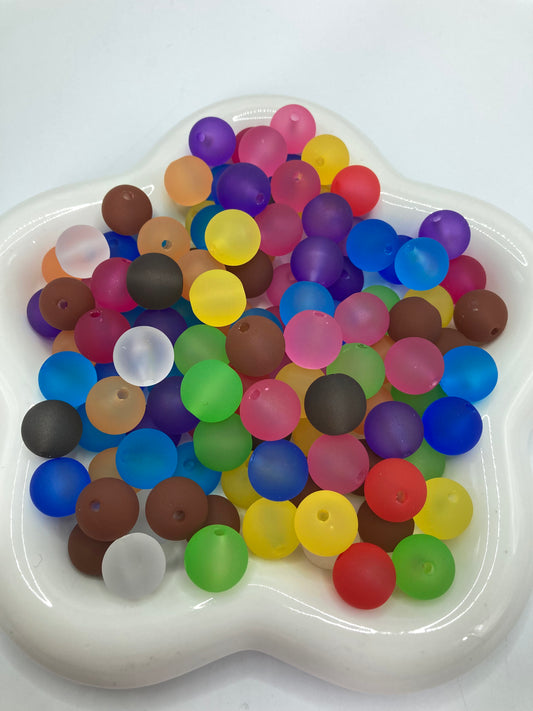 Acrylic beads Sandblasted beads Matte Dark color scheme 16mm Random Mix（#3）
