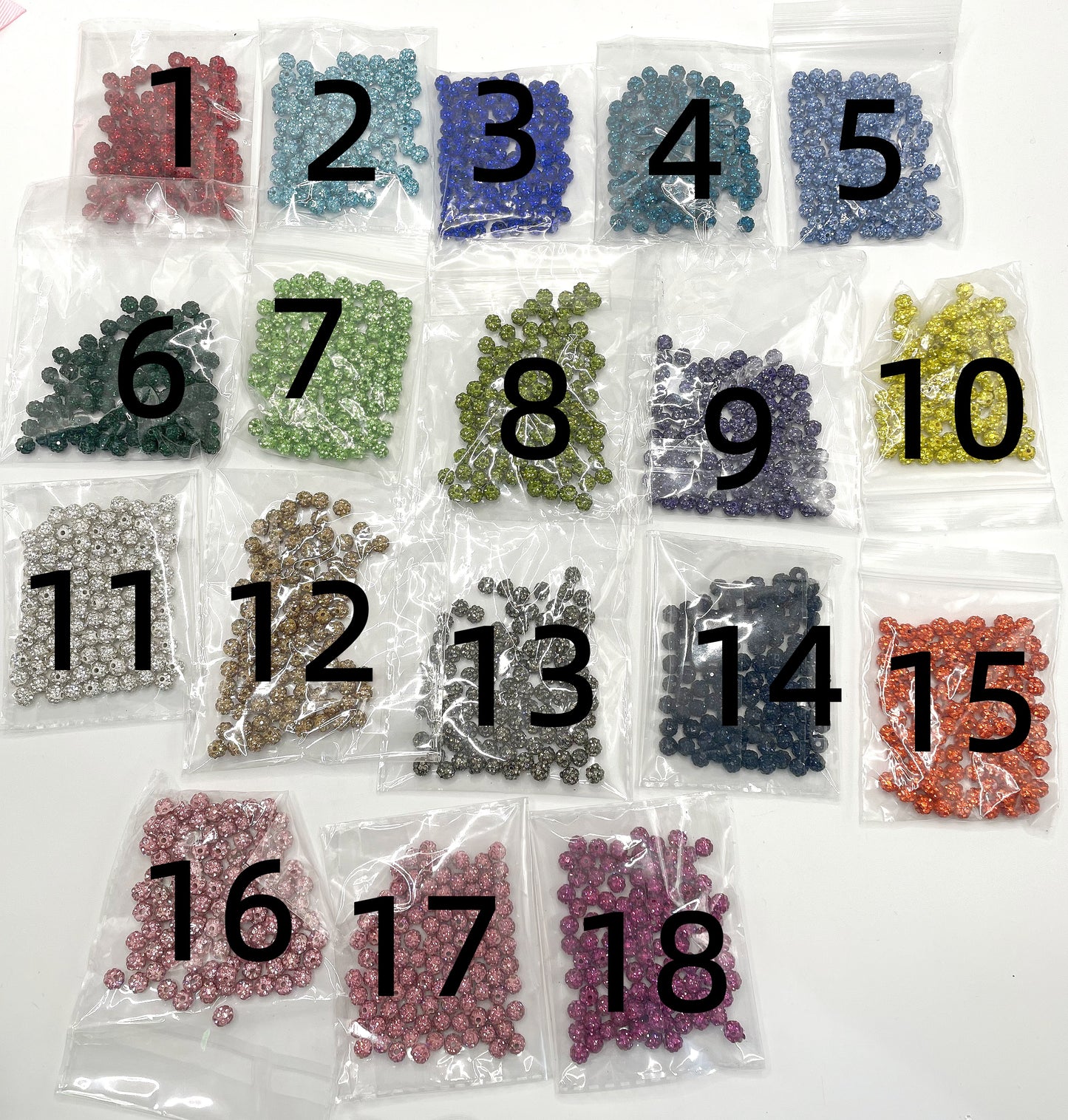 Clay Spacers Beads with colorful Rhinestones,6mm