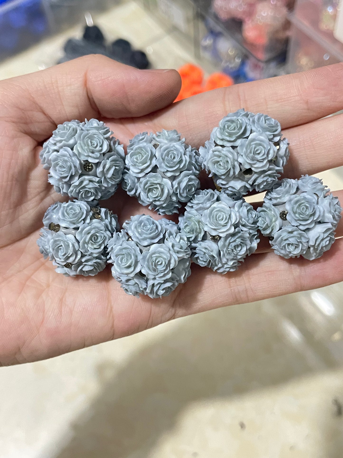 #1-#33beaded beadable Flower beads Soft flower Precious softened clay beads Rhinestone Random Mix