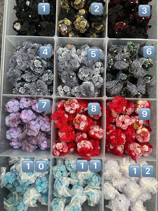 Fancy multicolor Rose flowers with bow beads Lace bow Random Mix 19mm