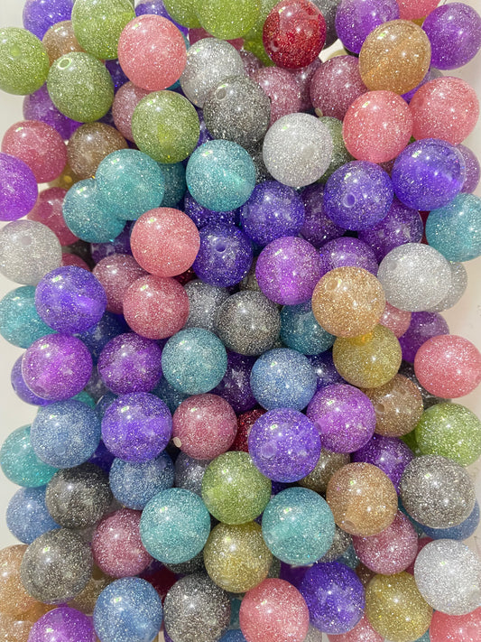 Acrylic bead glitter Colorful acrylic beads 16mm Random Mix