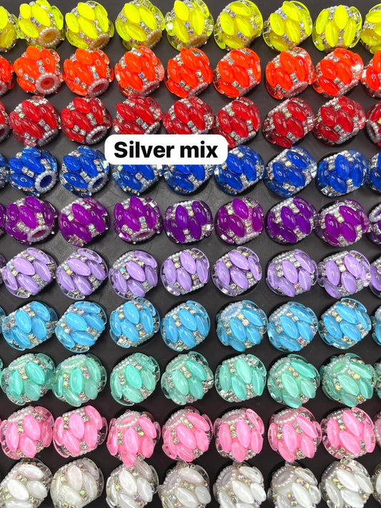 Diy beaded beadable horse eye fancy beads  Colorful Oval shape Bubble beads Chain and pearl ring Fancy Beads 18mm