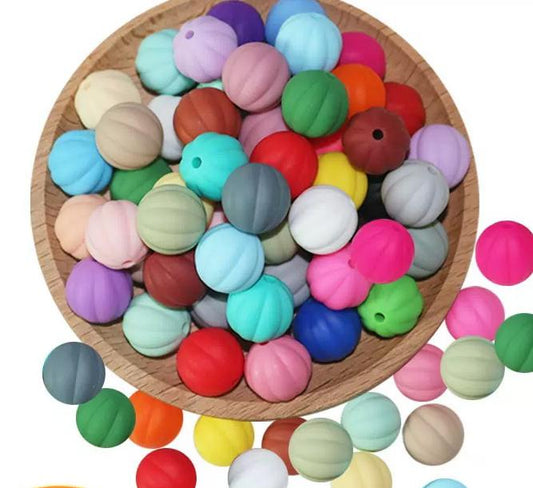 Silicon beads 15mm pumpkin beads silicone pumpkin bead random mixed