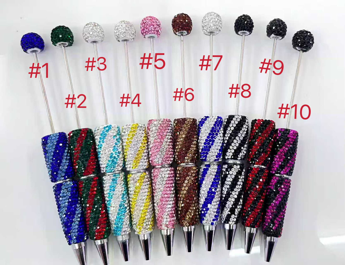 diy fancy beadable pen rhinestone pen stripe rhinestone pen