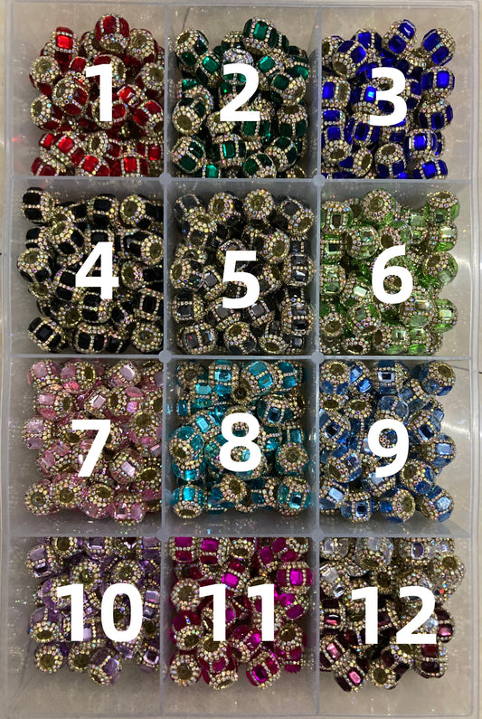 fancy mirror bead fancy crystal mirror Rectangular Multicolor crystal with silver color or golden rhinestone Chain Acrylic Beads, 17mm Random Mix