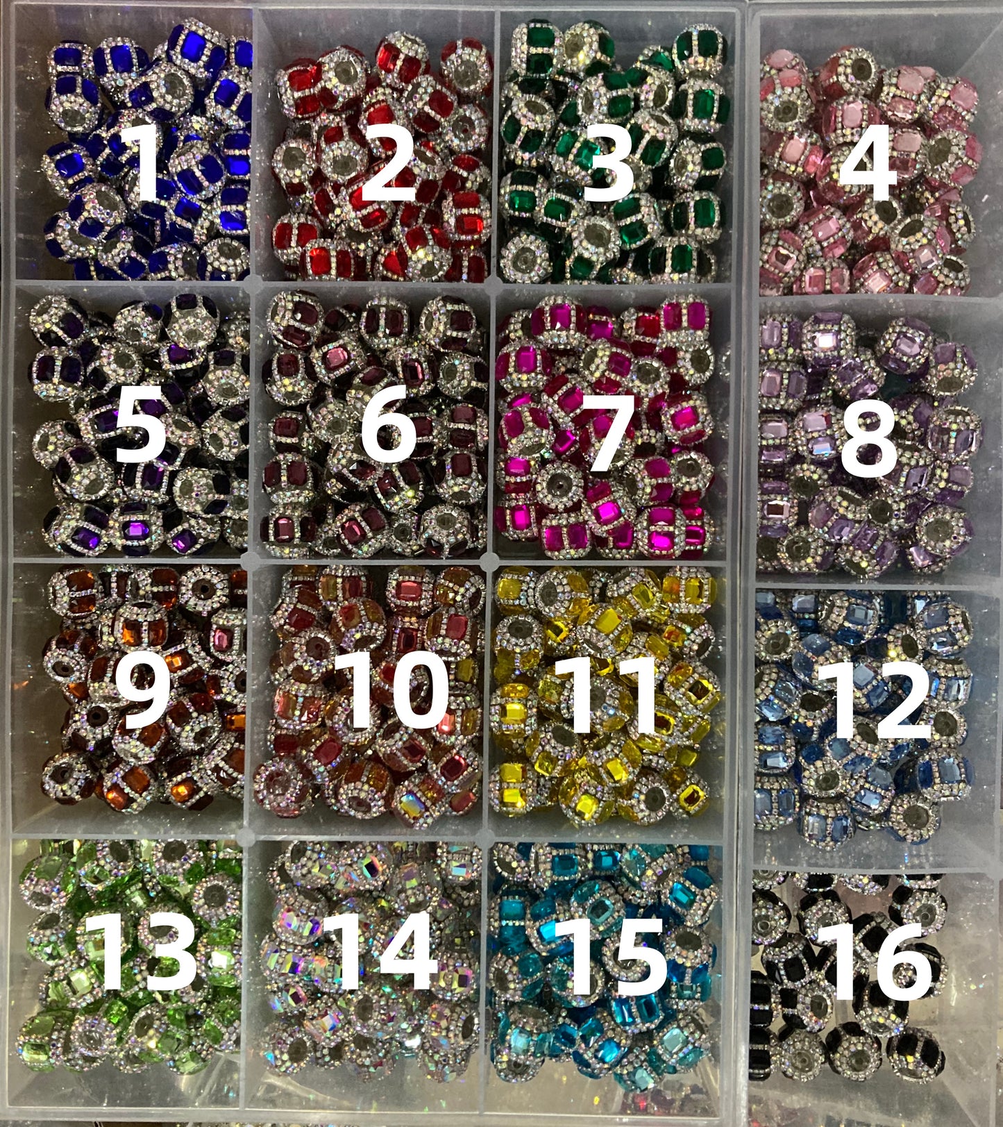fancy crystal mirror Rectangular Multicolor crystal with silver color rhinestone Chain Acrylic Beads, 17mm Random Mix