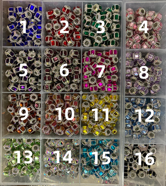 fancy mirror bead fancy crystal mirror Rectangular Multicolor crystal with silver color or golden rhinestone Chain Acrylic Beads, 17mm Random Mix