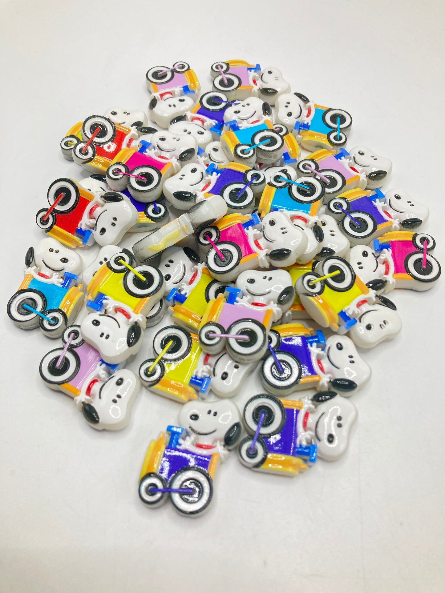 Snoopy Card beads Train beads Dog riding a bike beads Random Mix