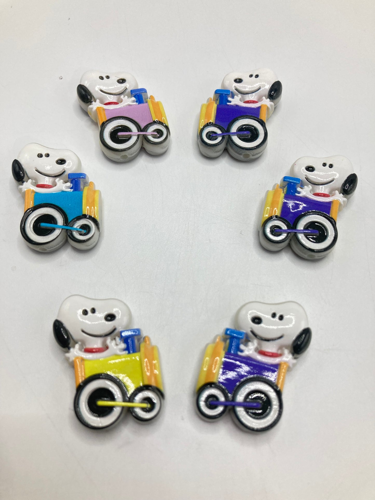 Snoopy Card beads Train beads Dog riding a bike beads Random Mix
