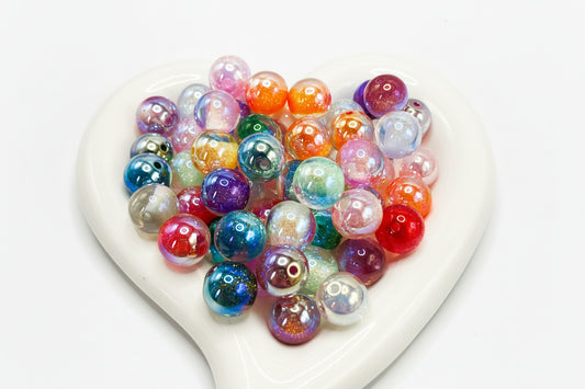 Acrylic glitter bead Graduated beads 16mm Random Mix