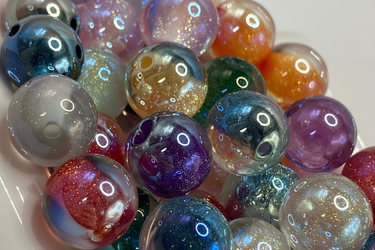 Acrylic glitter bead Graduated beads 16mm Random Mix