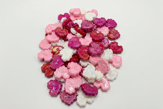 Heart beads Valentine's Day Beads Bows and hearts 28mm Random Mix