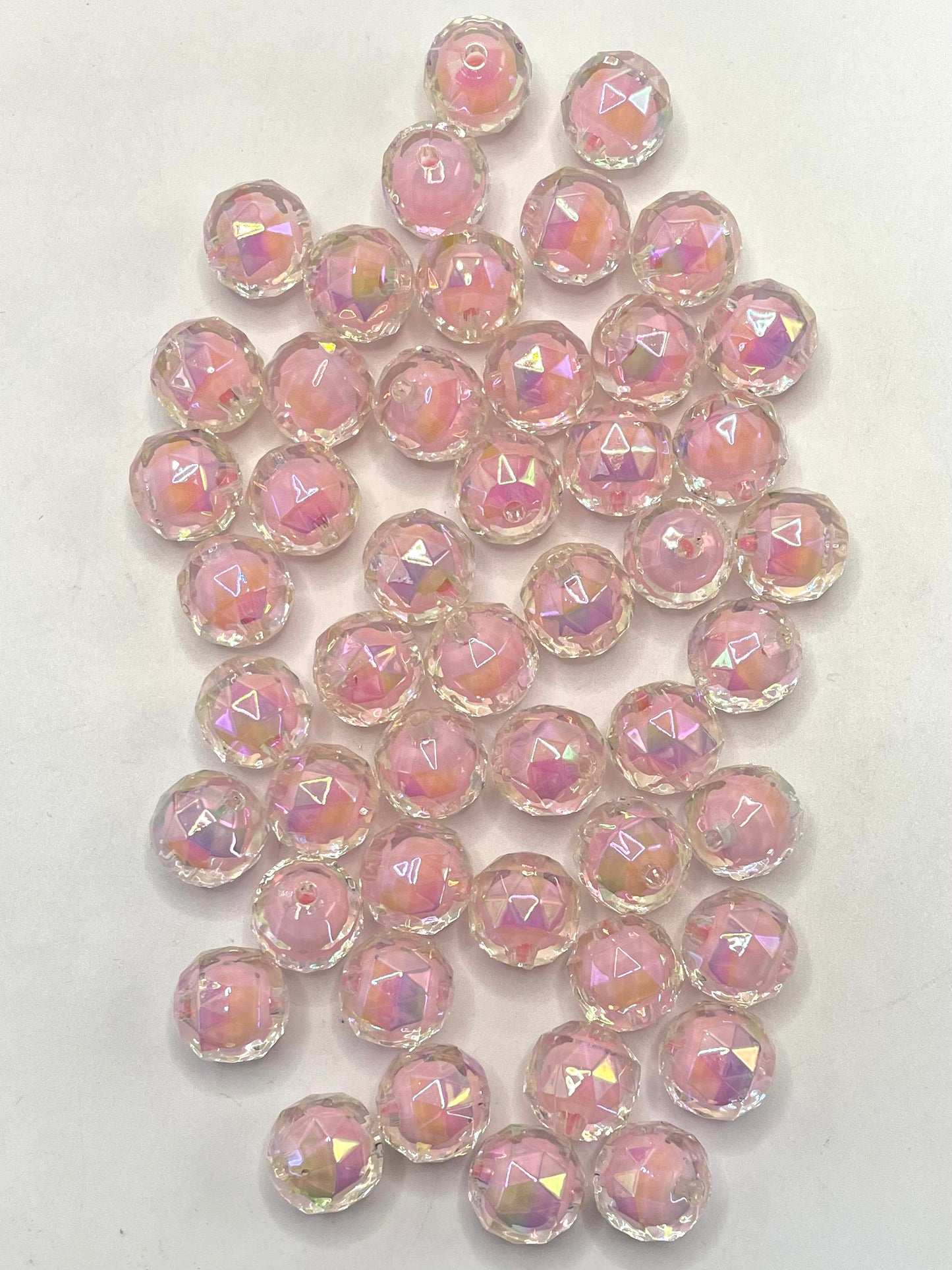 Glossy Double Layer Multicolor Diamond Shaped Acrylic Round Beads,Random Mix,16mm