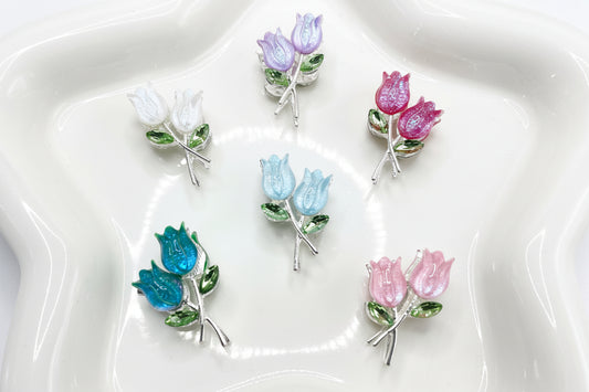 Metal rose flower Multicolored rhinestone rose flowers 22mm Random Mix