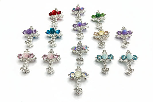 Cross Flower Cross Love Heart Swarovski Cross Metal cross beaded necklace